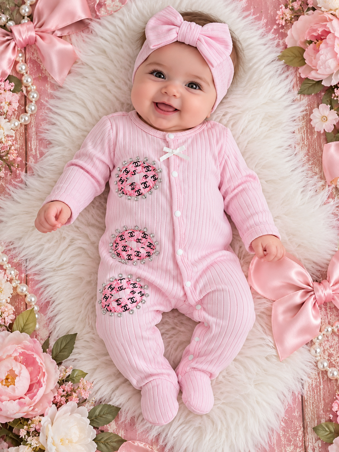 3/6 pink baby romper