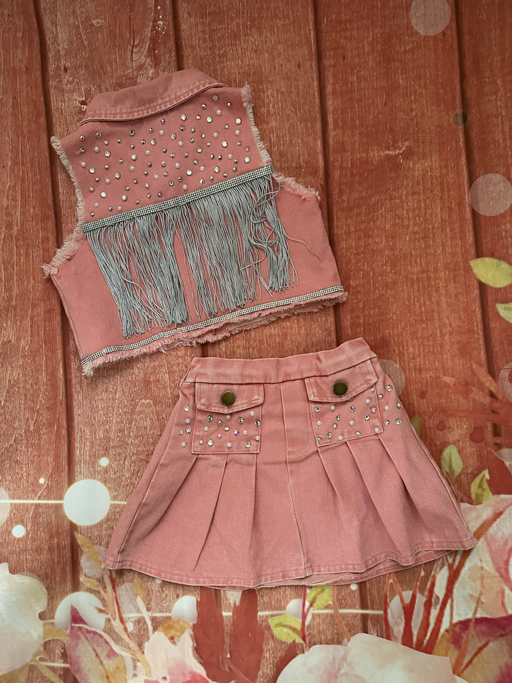 2/3 denim cowgirl skirt set