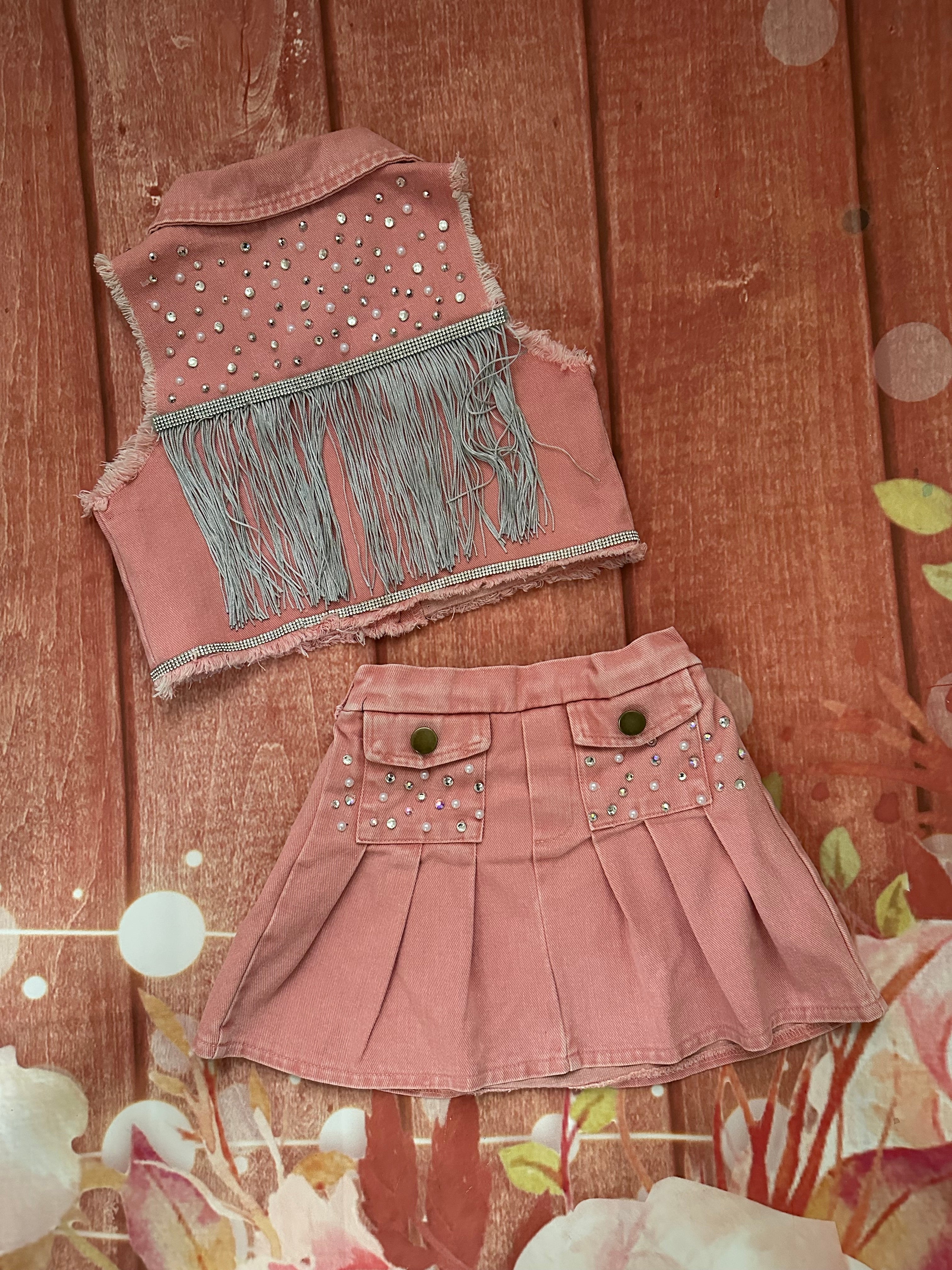18/24 denim cowgirl skirt set