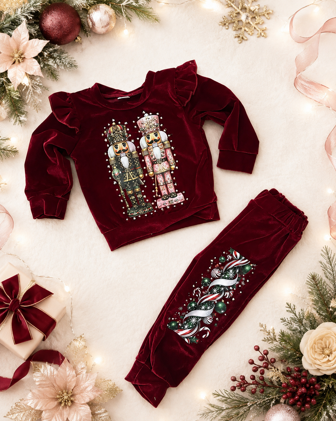 12/18 Christmas nutcracker velour set