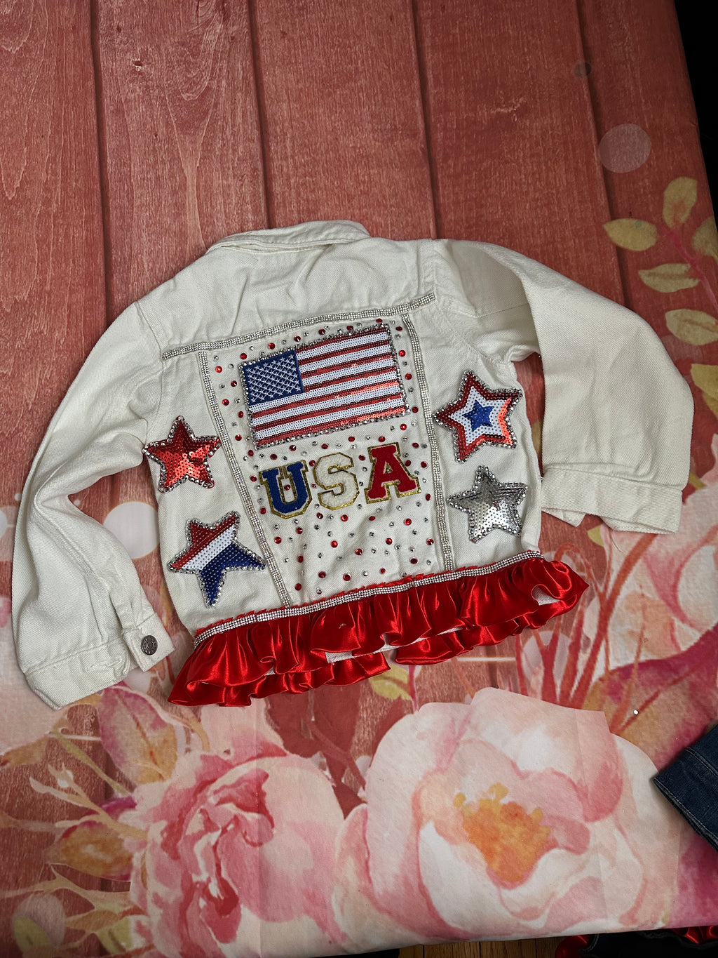 Pre order white denim USA jacket