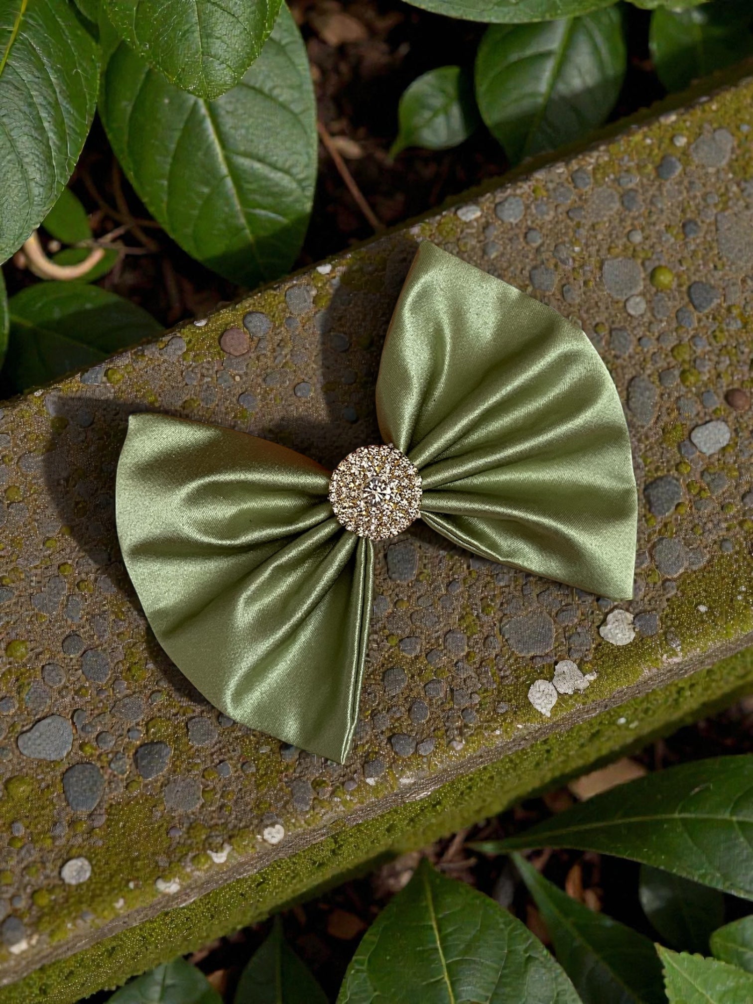 5 inch sage satin hair Clip