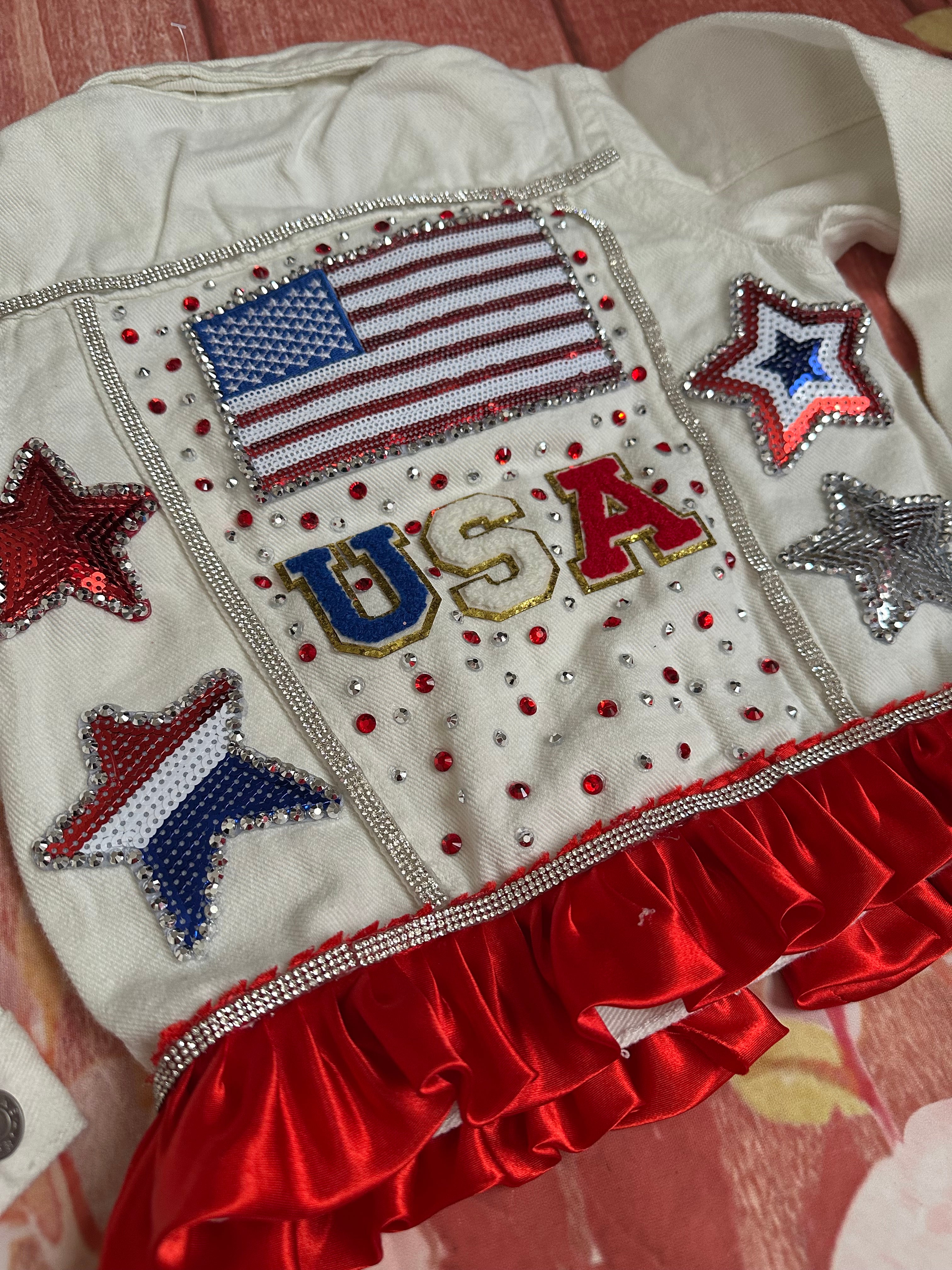 Pre order white denim USA jacket