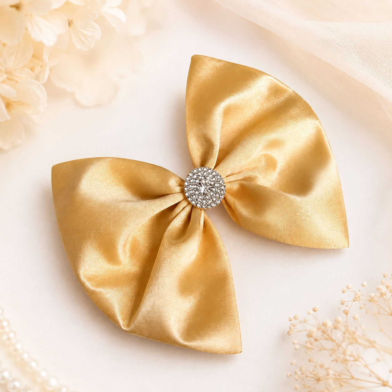 5 inch Solid yellow satin clip