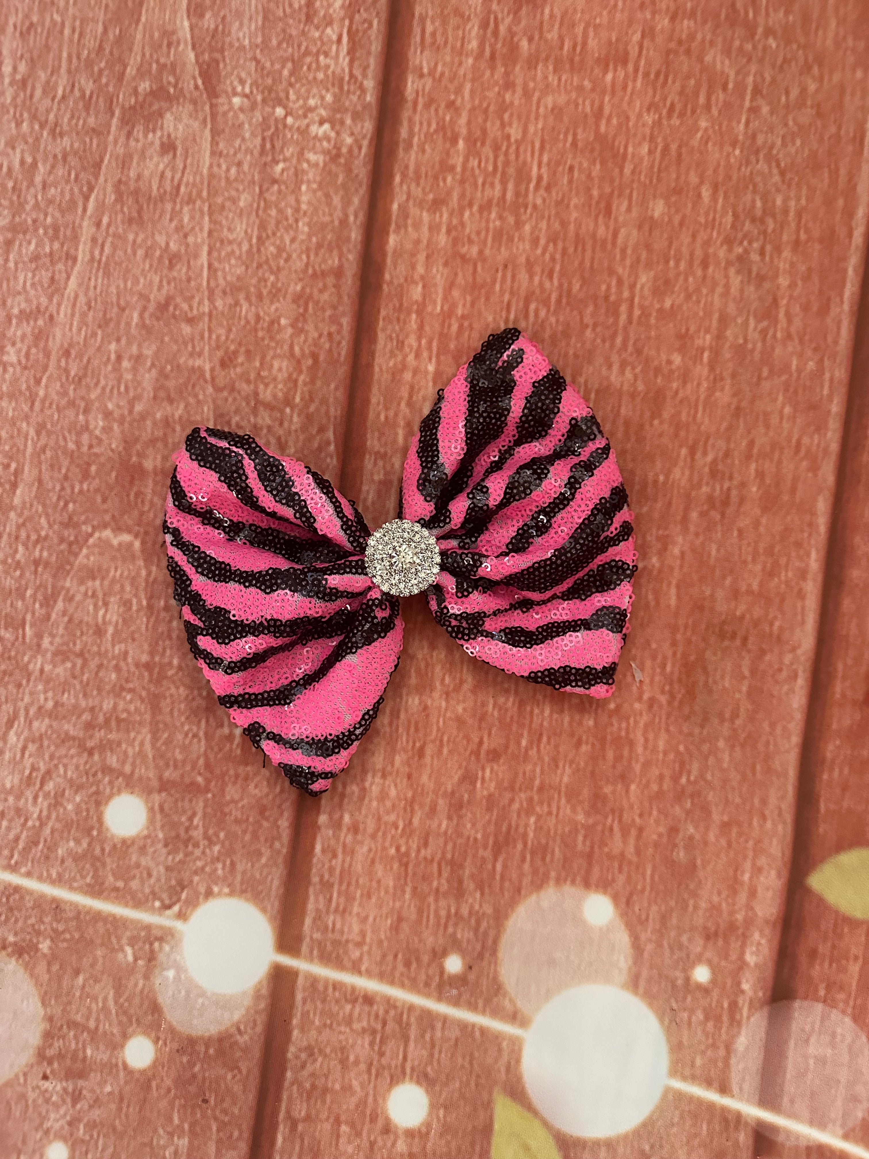 ) inch hot pink zebra sequin hair clip