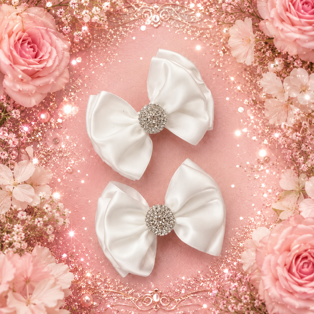 White satin piggy clip
