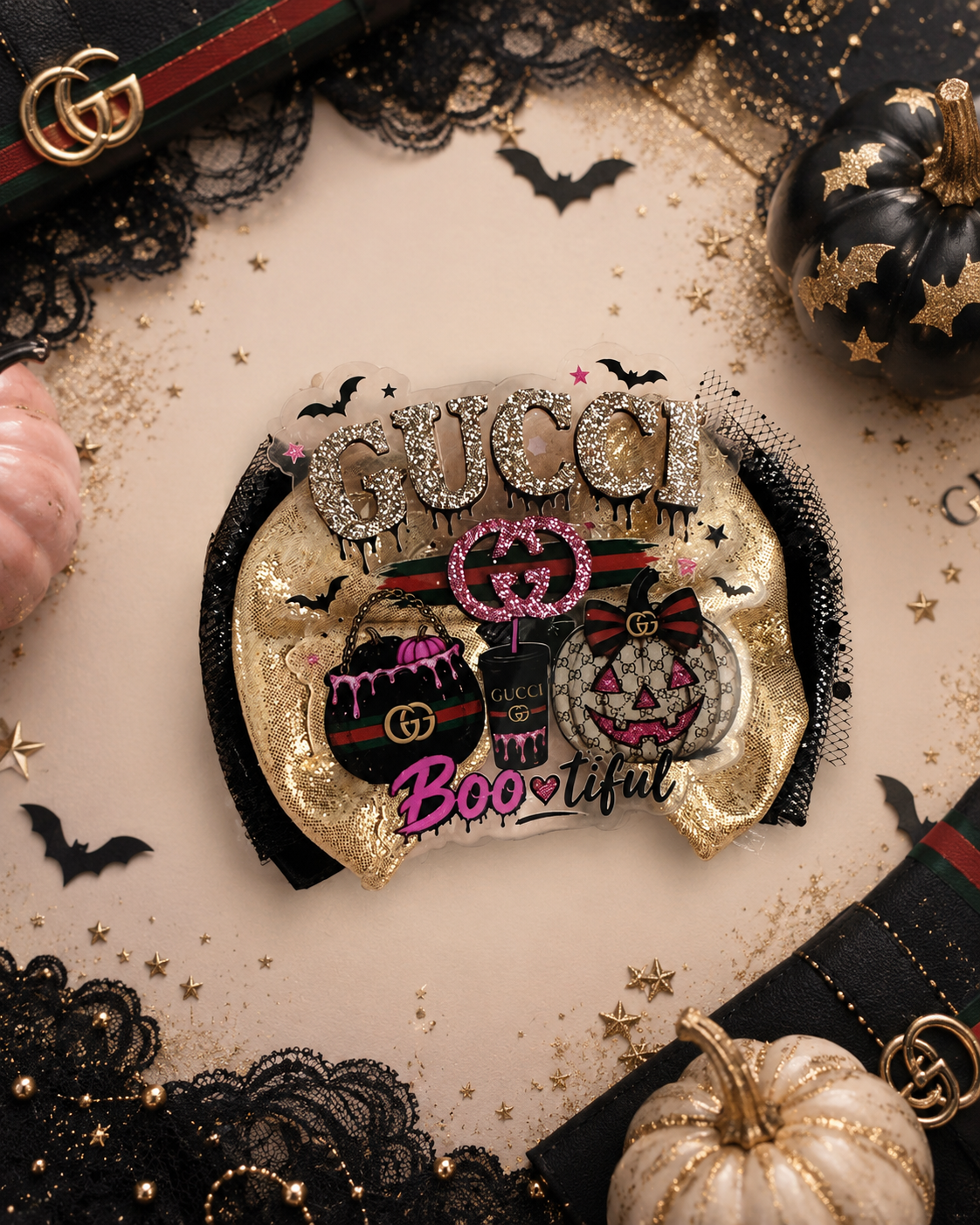 Piggy size Halloween gg inspired bow