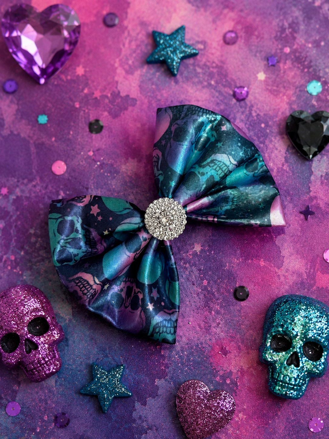 Colorful skull head bow