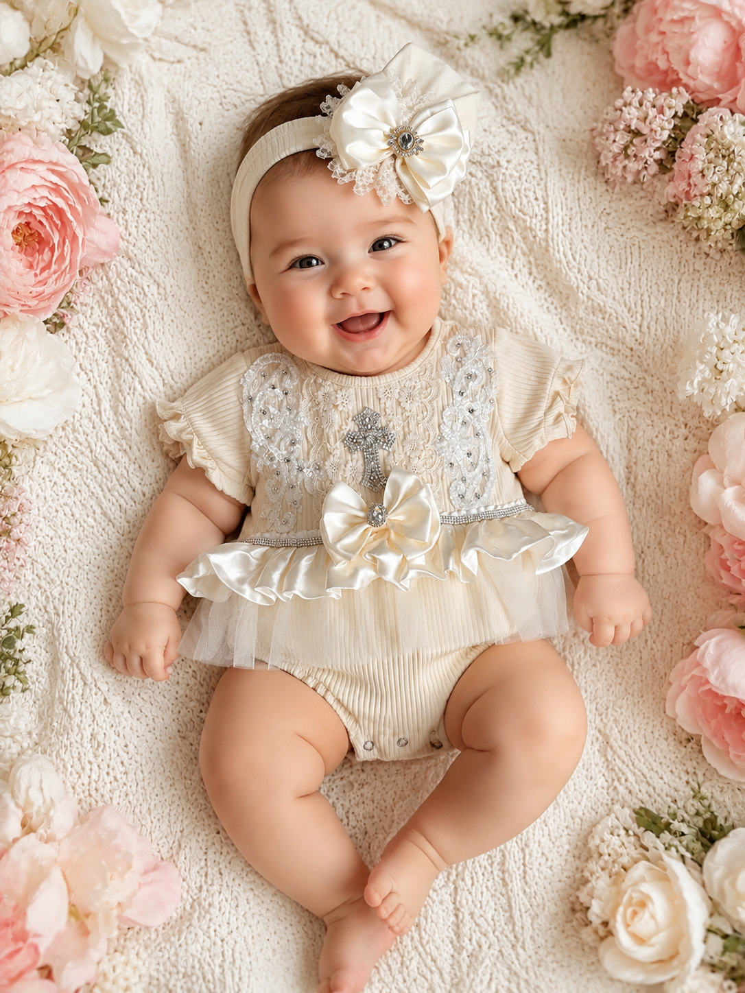 After christening romper and bow