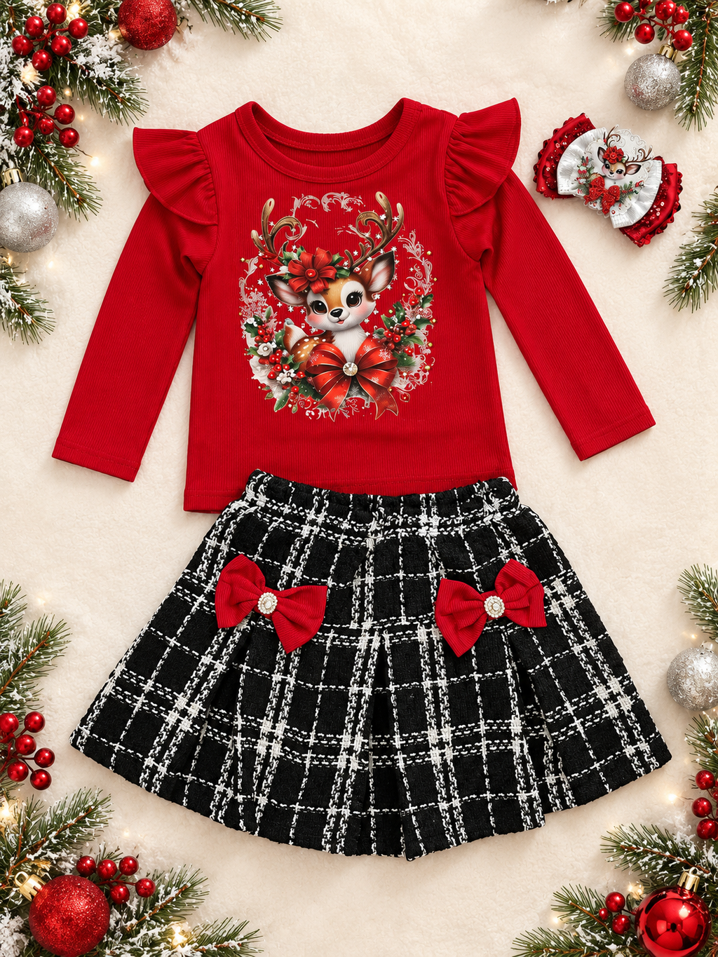 2/3 reindeer set with hair clip