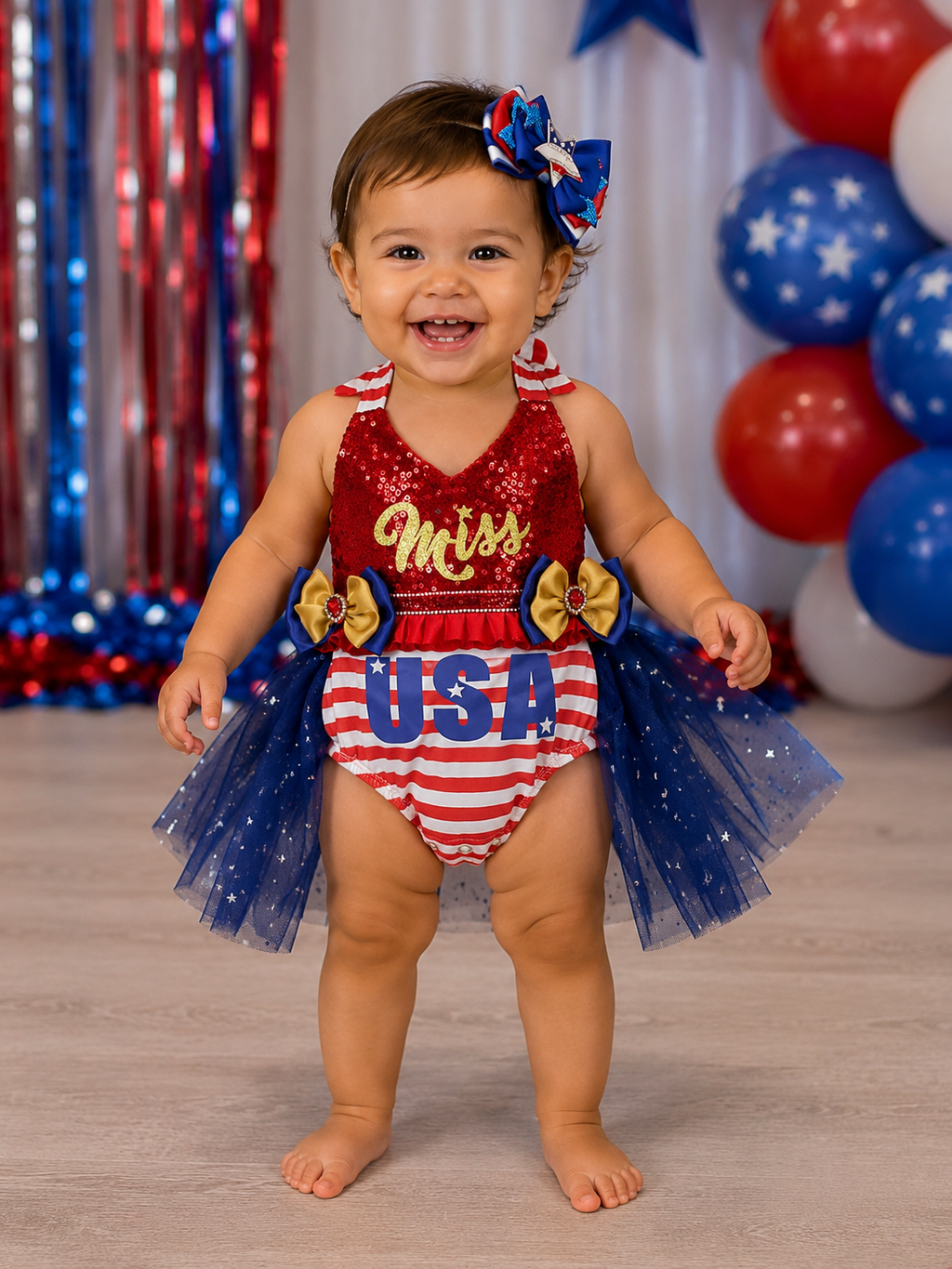 9/12m USA romper set