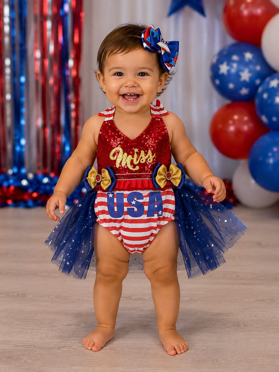 9/12m USA romper set