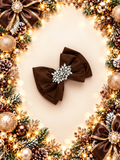 Liquid satin brown double layer hair clip