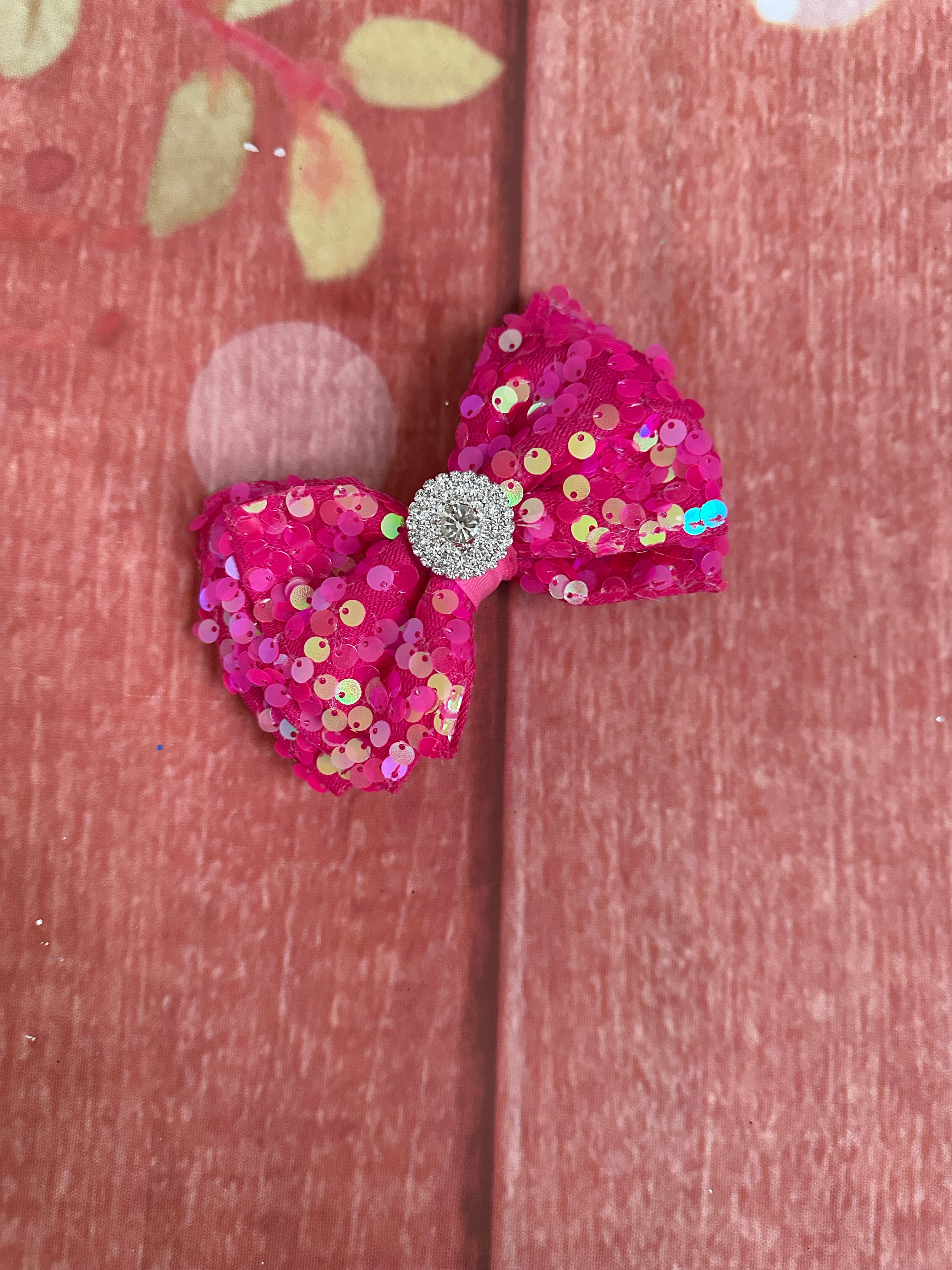 Sequin hair bow piggy size