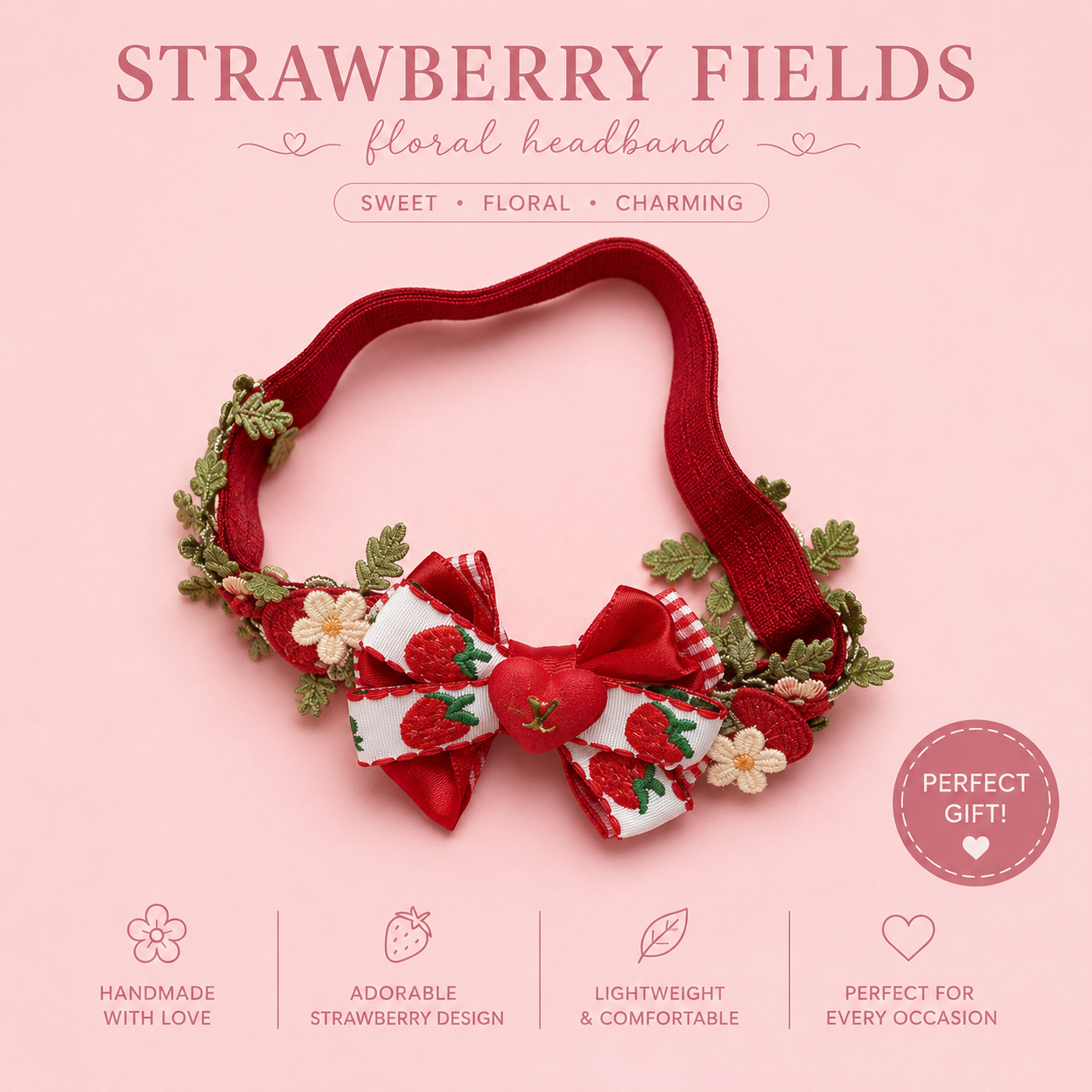 Strawberry baby headband