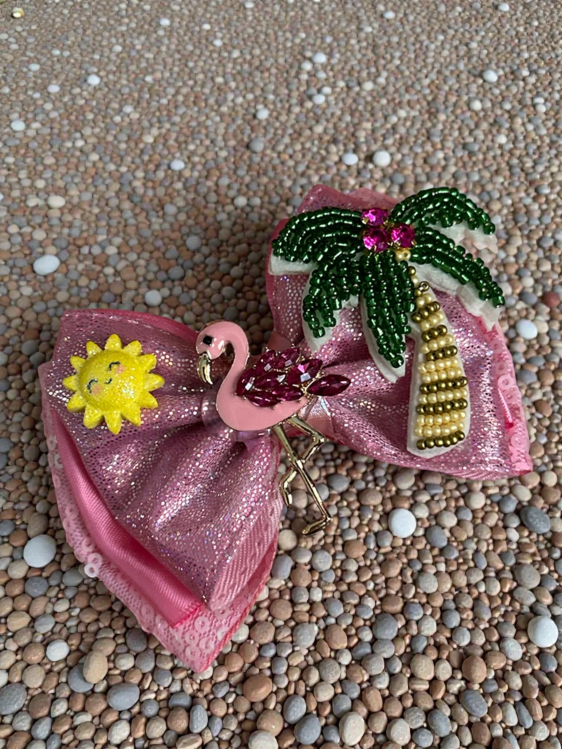 Flamingo hair clip piggy size