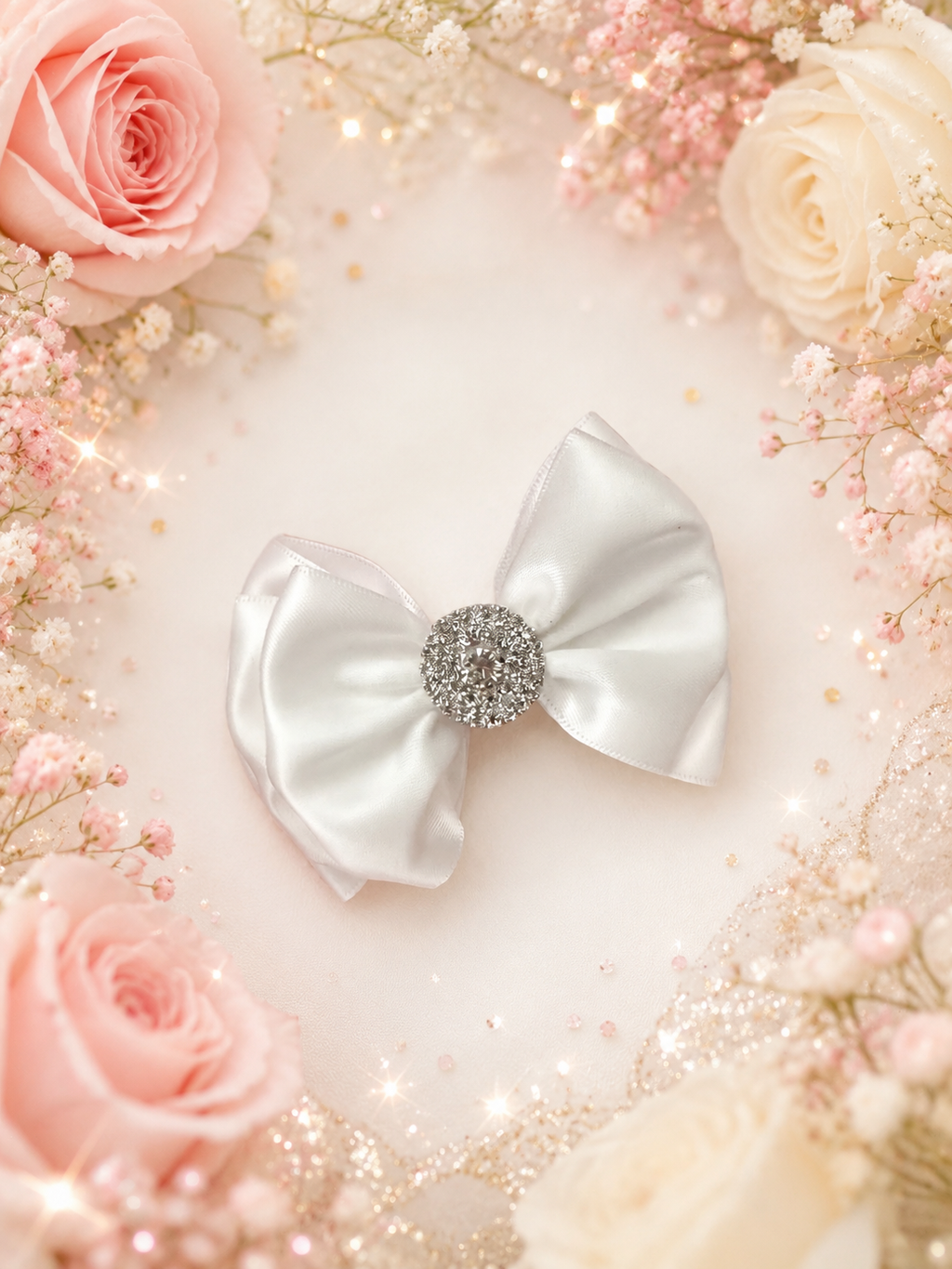 White satin piggy clip