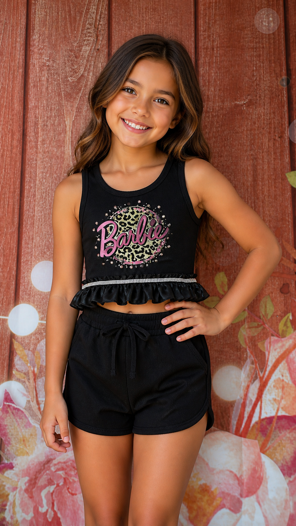 5y Barbie shorts set