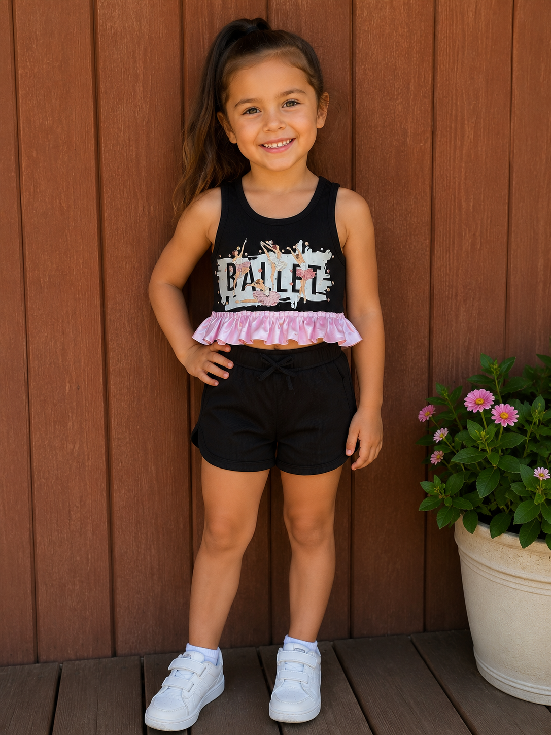 5y ballet crop top and short set
