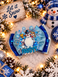 Xl piggy frosty the snowman bow