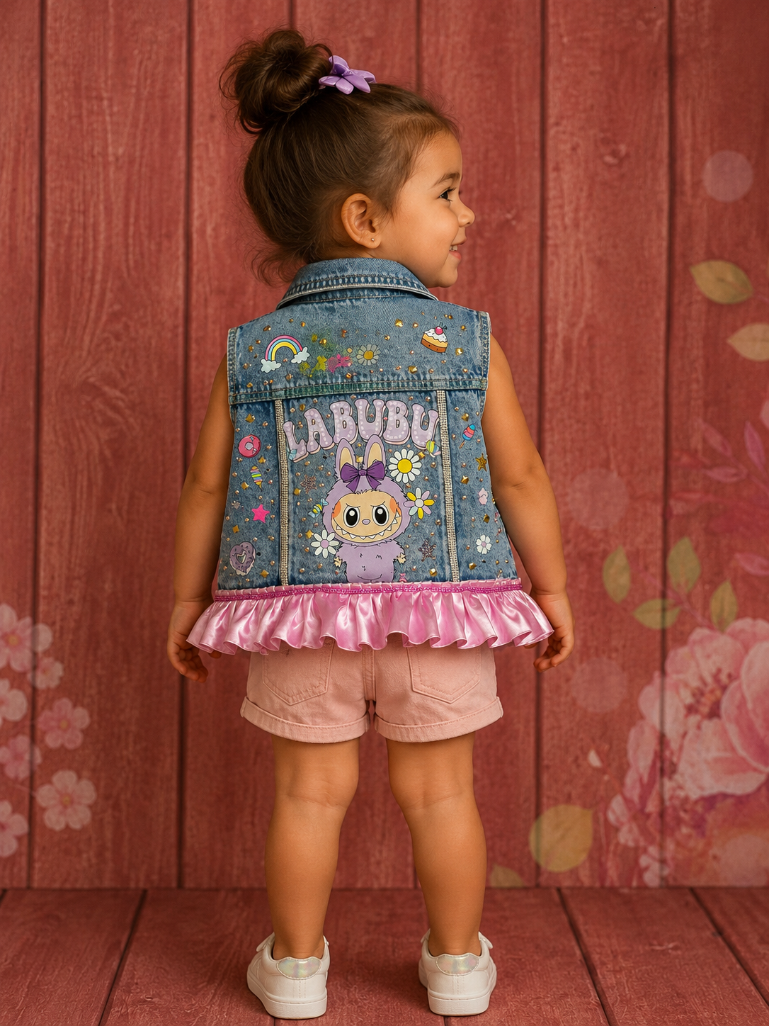 6/7 labubu crop denim vest