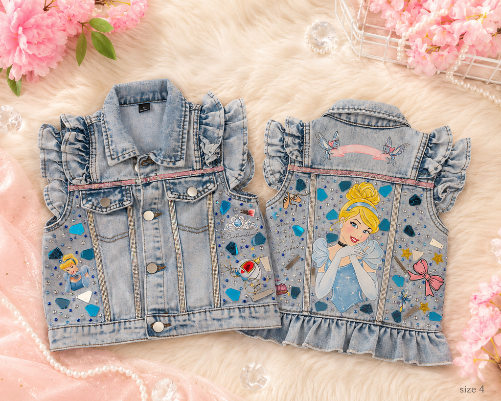 7y Cinderella denim vest