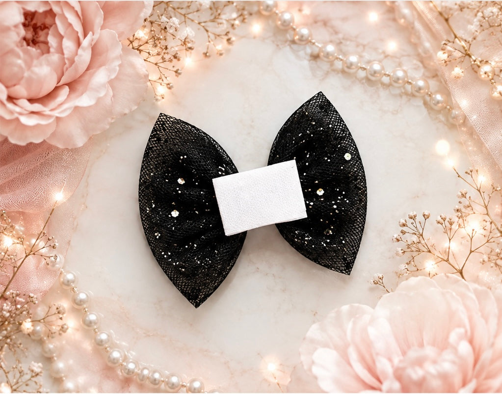 Piggy size Velcro base  bow black