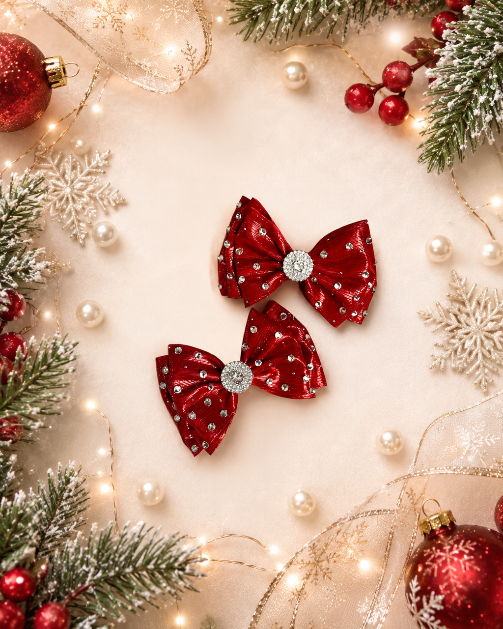 Holiday red piggy bow