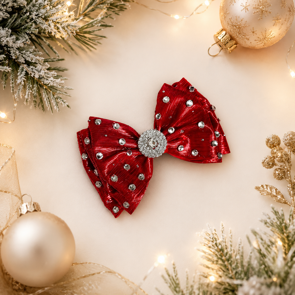 Holiday red piggy bow