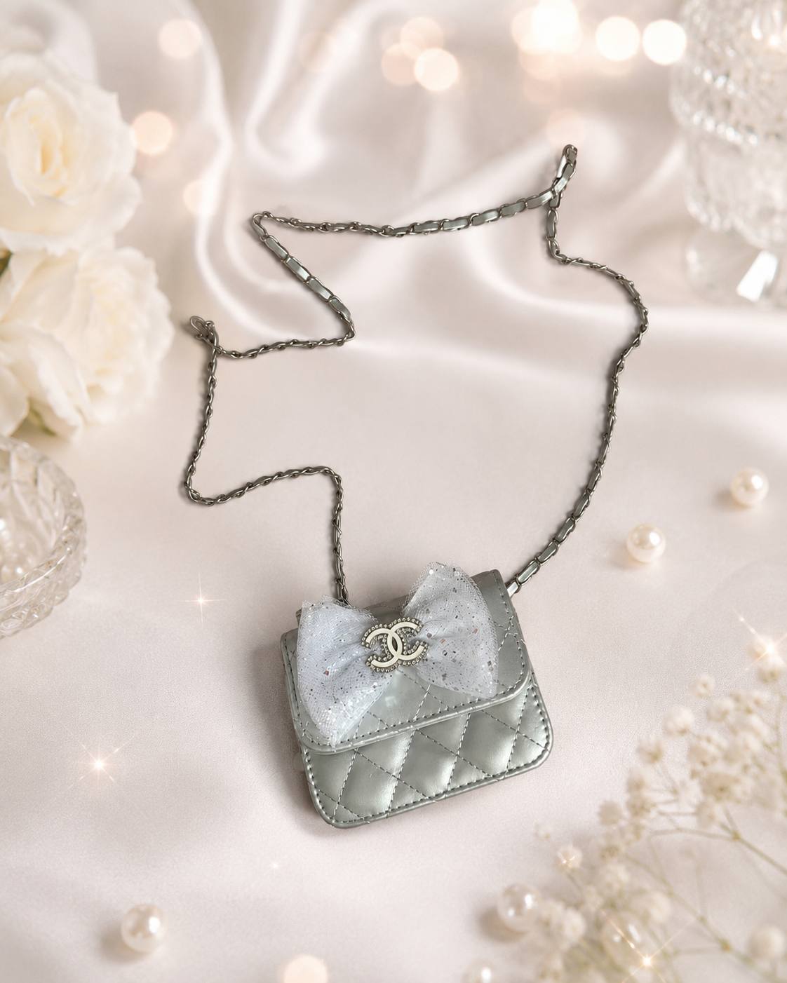Inspired silver purse