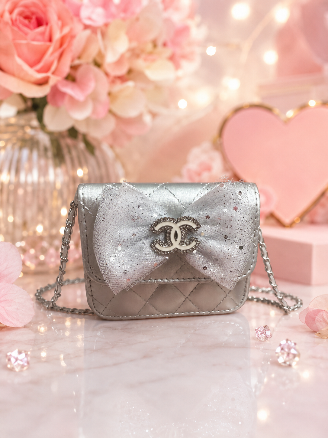 Inspired silver purse