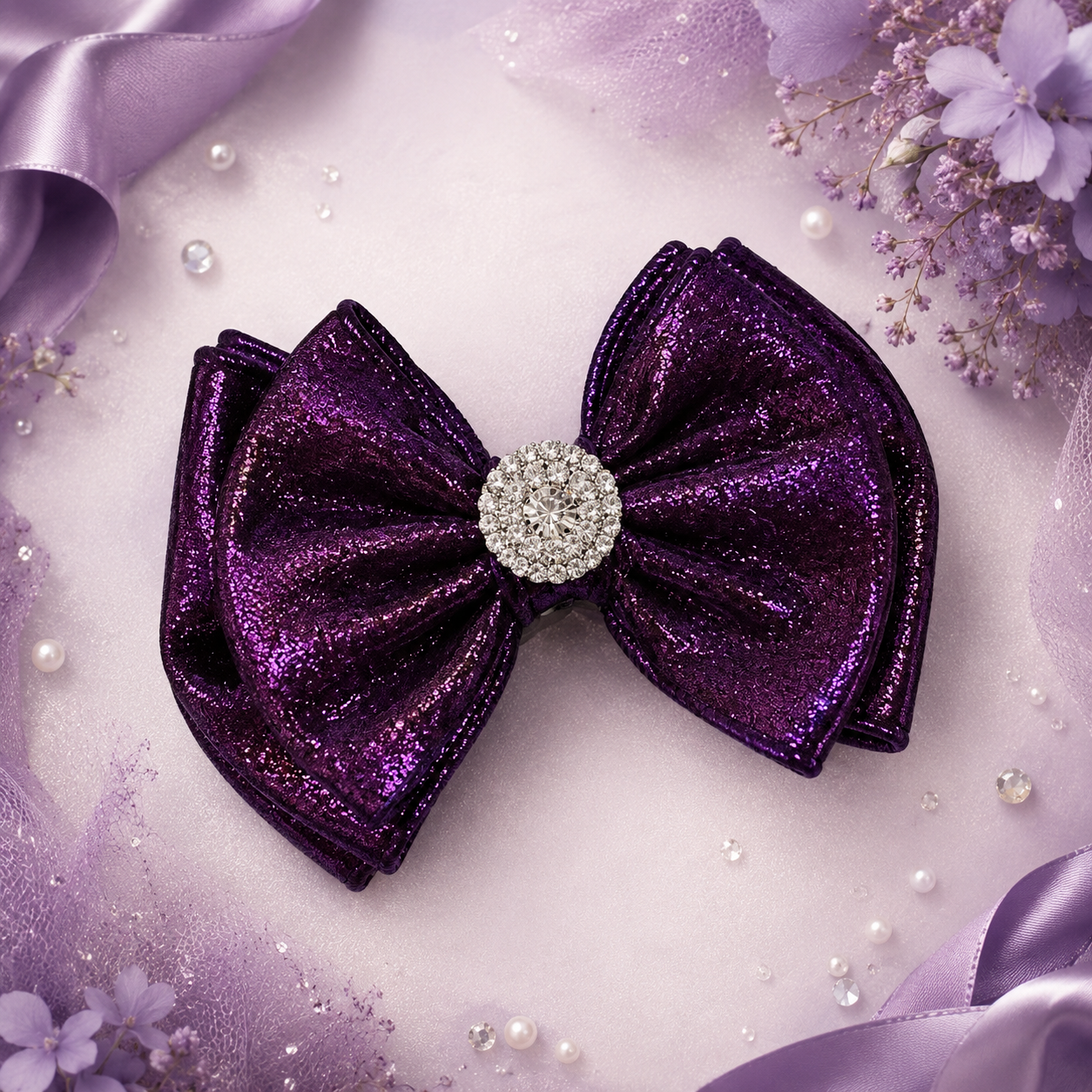 XL piggy size eggplant bow