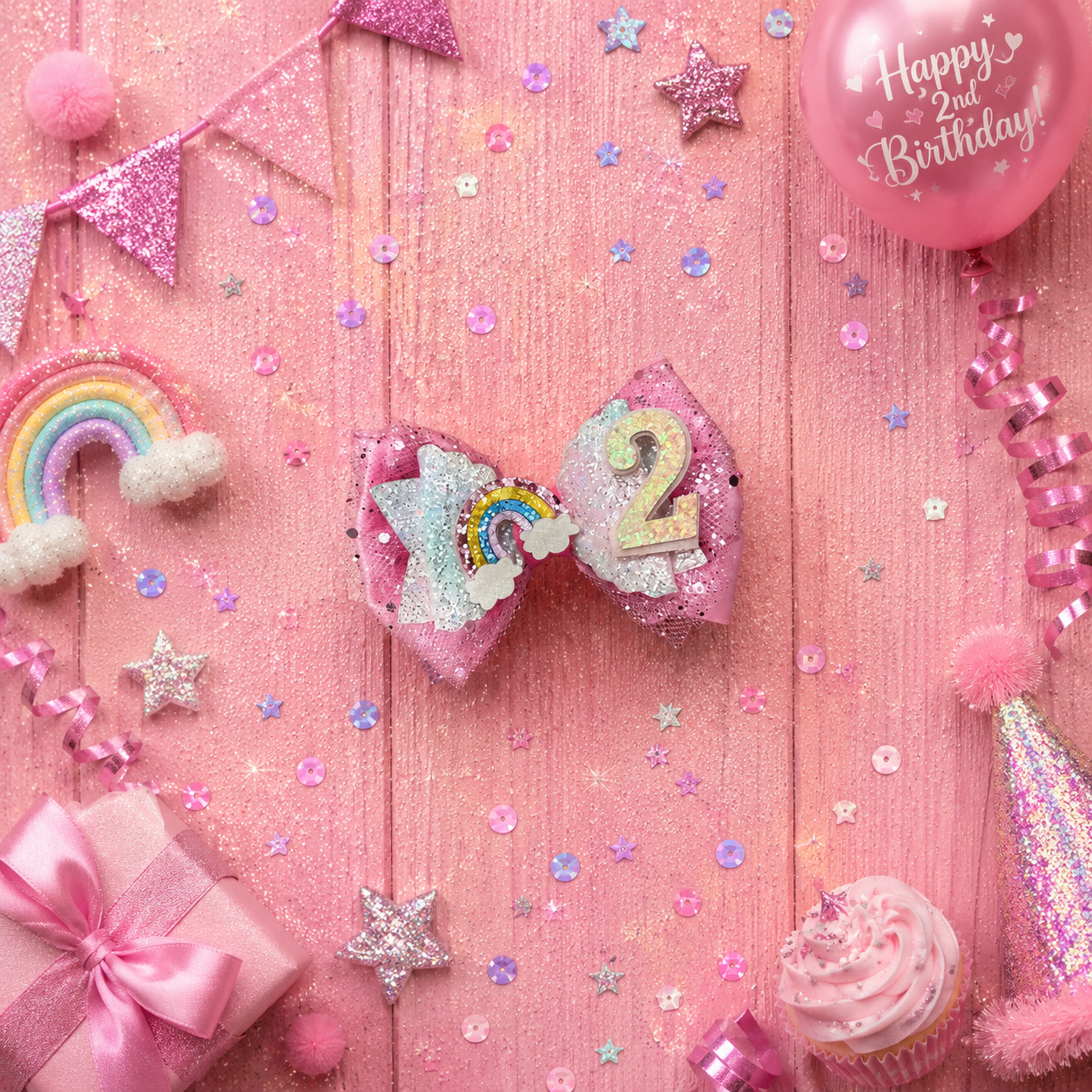 Birthday hair clip piggy size