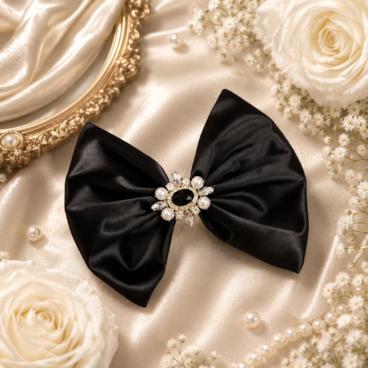 Black liquid satin 5 inch clip
