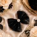 5 inch black tulle bow