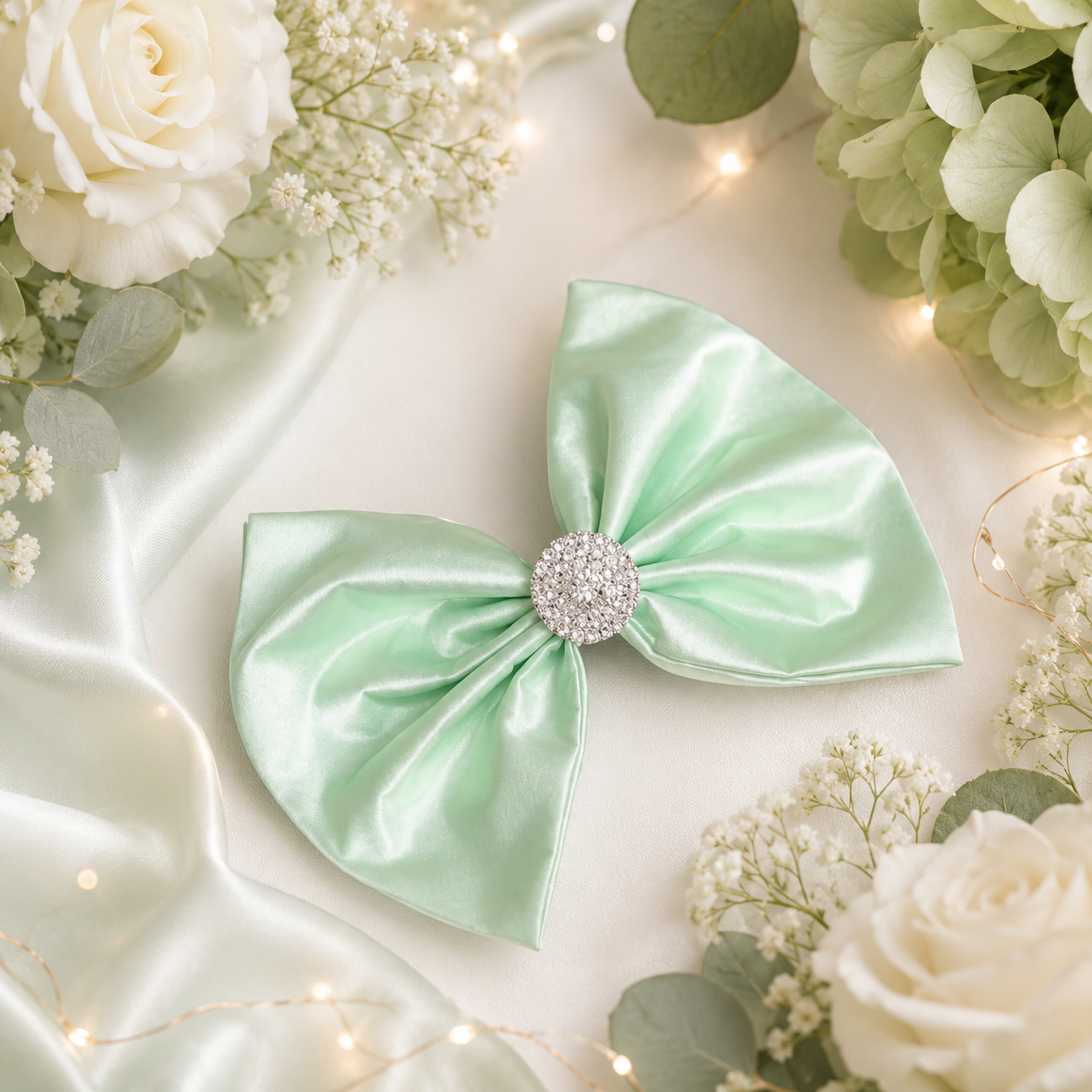 6 inch mint satin clip