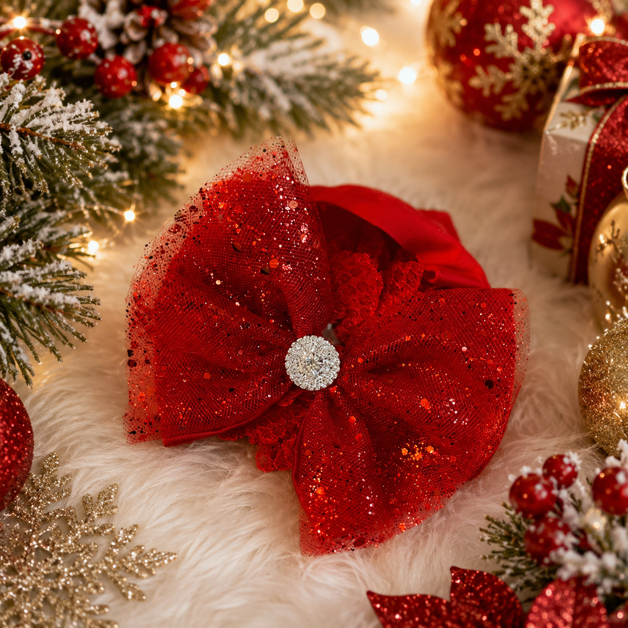 Red tulle bow