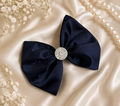 Navy blue satin clip 5 inch