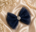 6 inch navy tulle hair clip