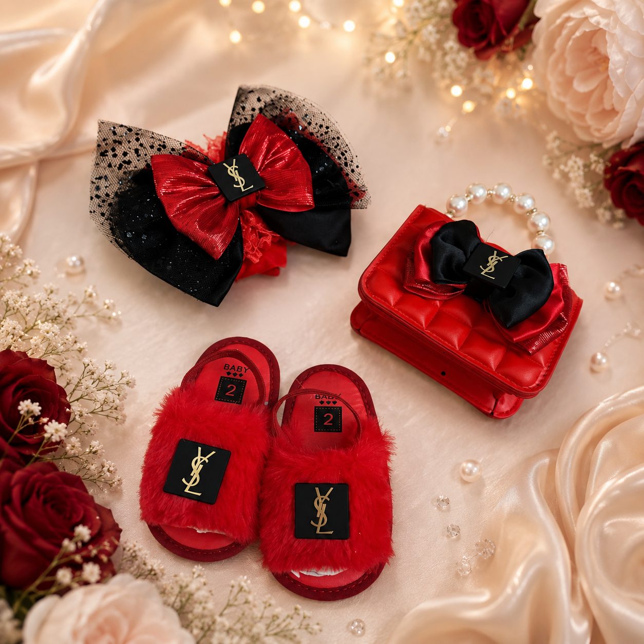 Size 2 baby shoes purse and headband gift set
