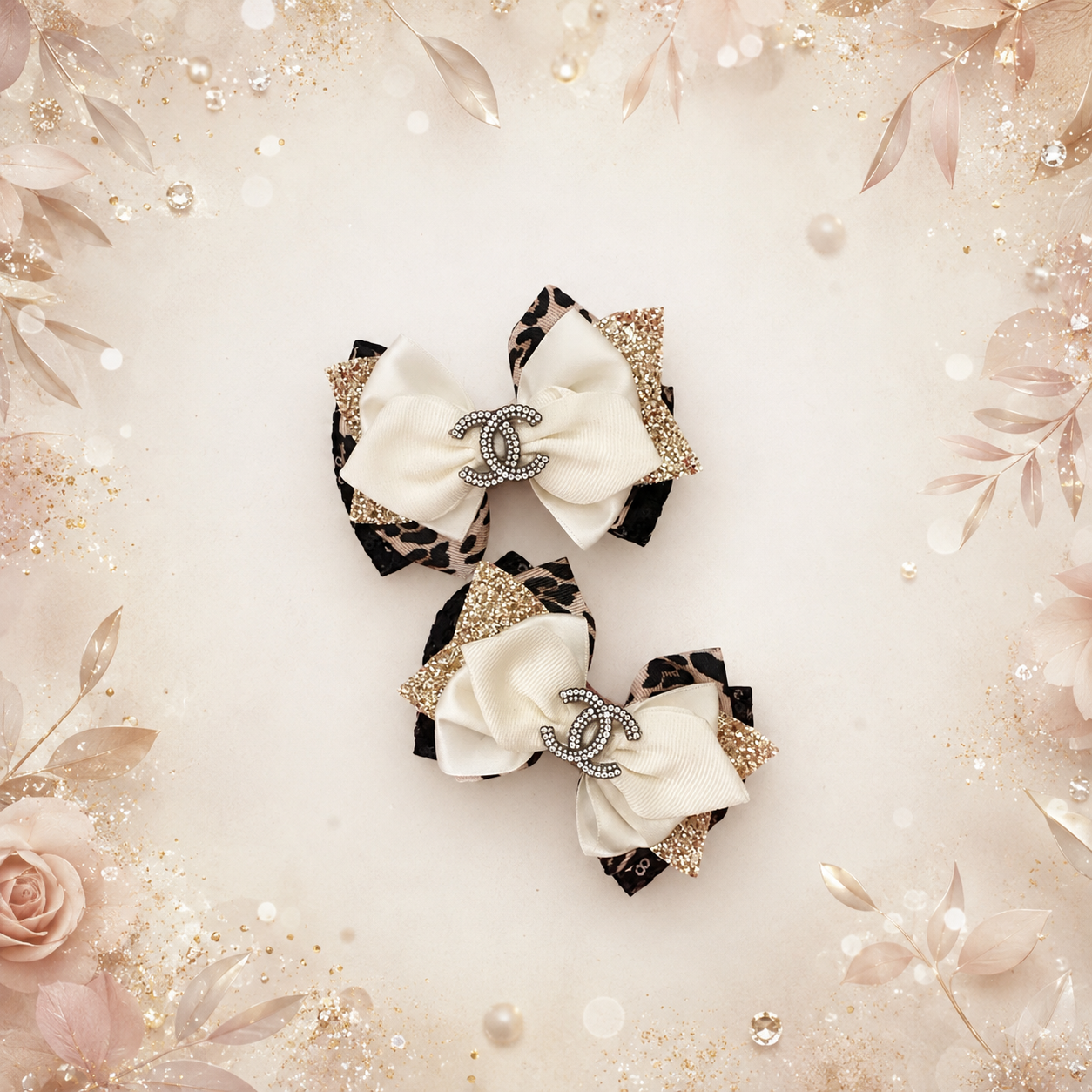 Designer inspired single piggy clip leopard