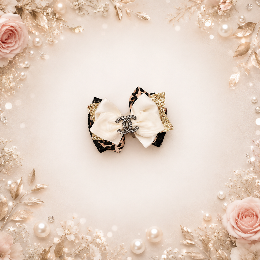 Designer inspired single piggy clip leopard