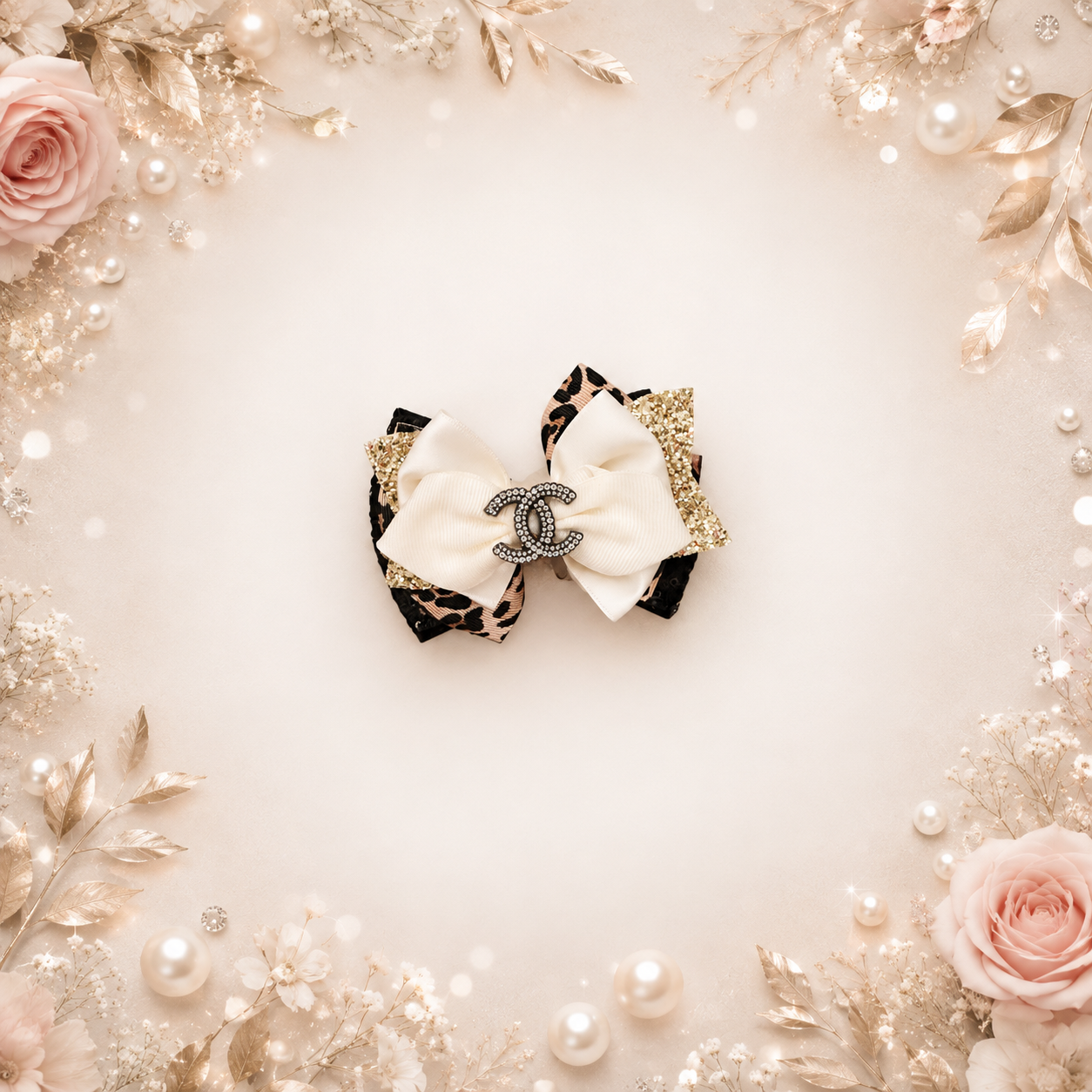 Designer inspired single piggy clip leopard