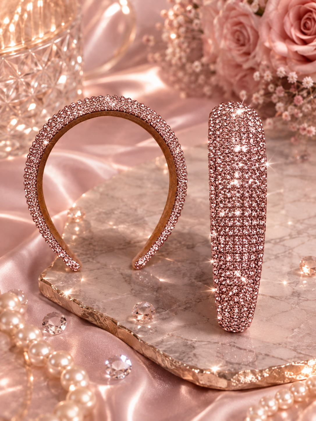 Pink Crystal hard headband