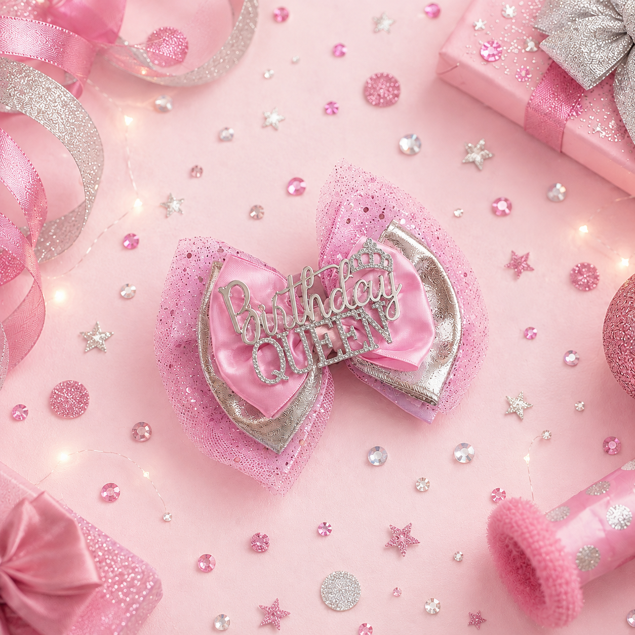 4 inch birthday girl hair clip