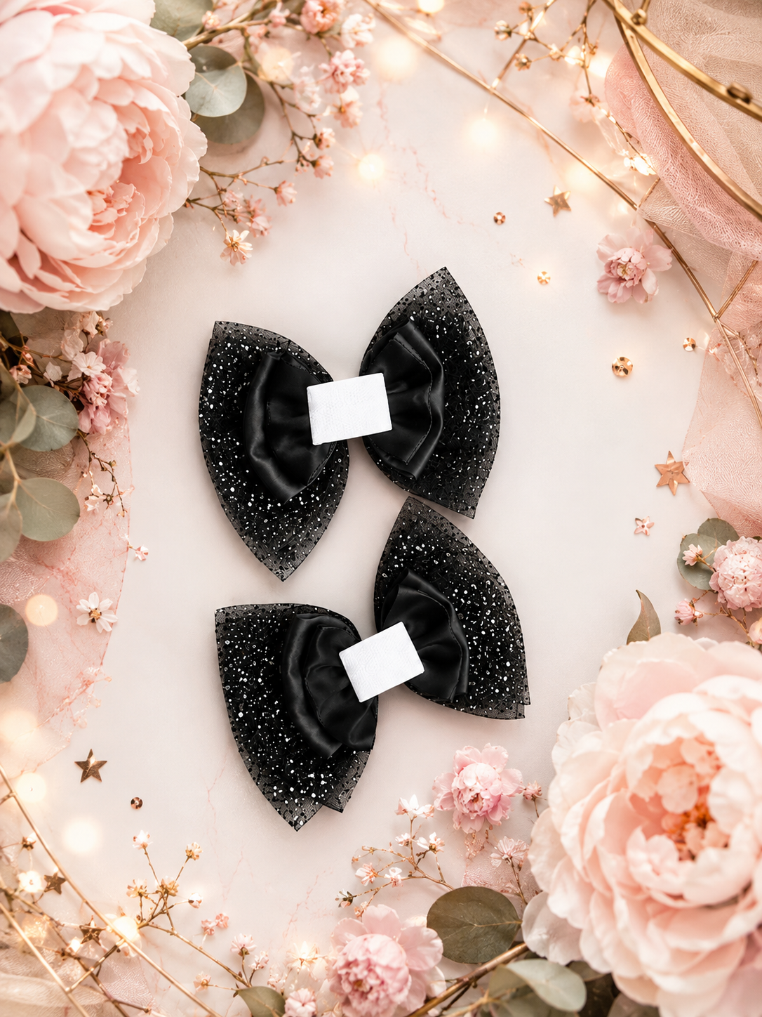 Black base Velcro bow 5 inch