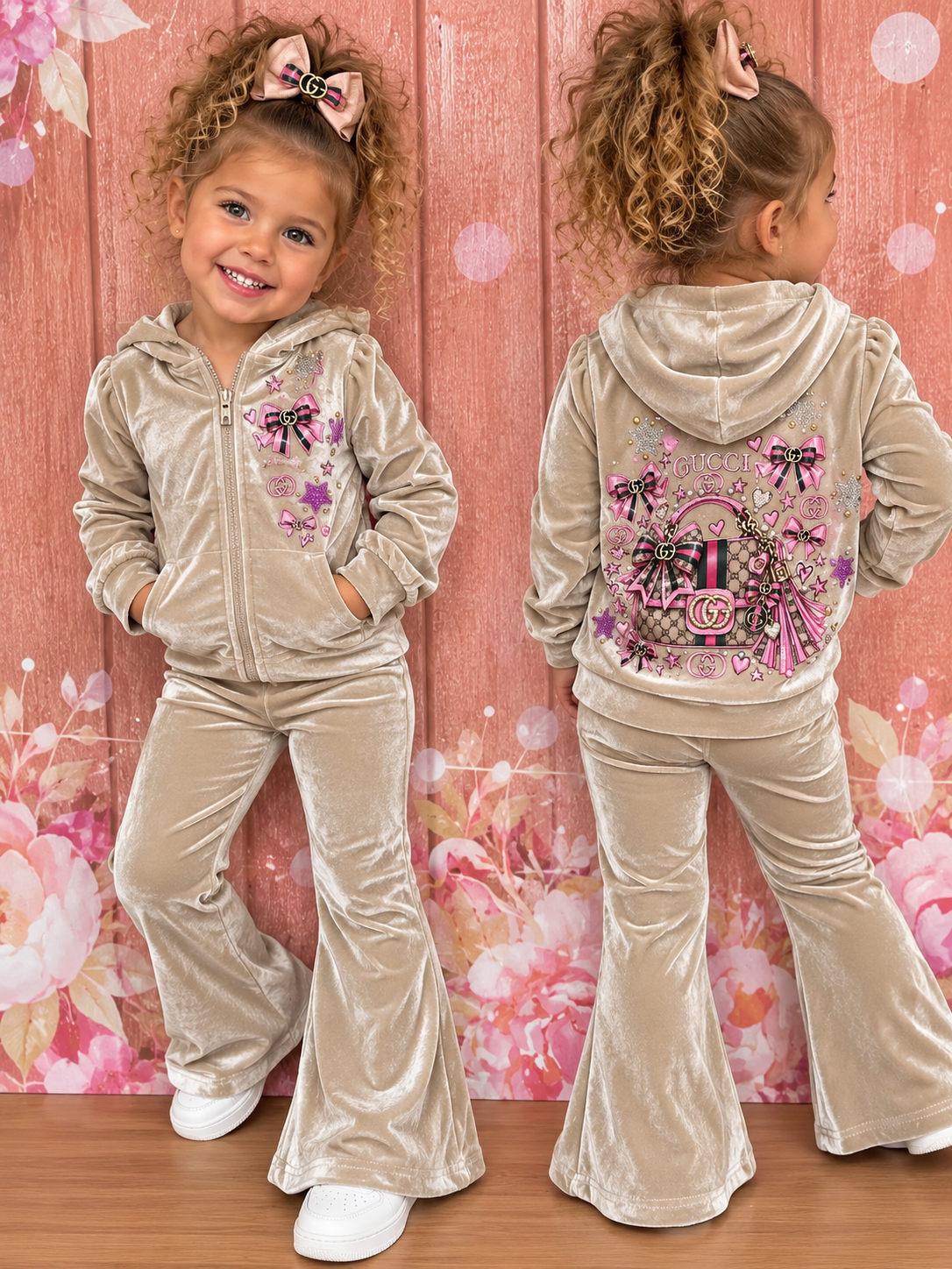 7y velour 2 piece zip up set