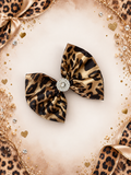 4 inch satin leopard bow