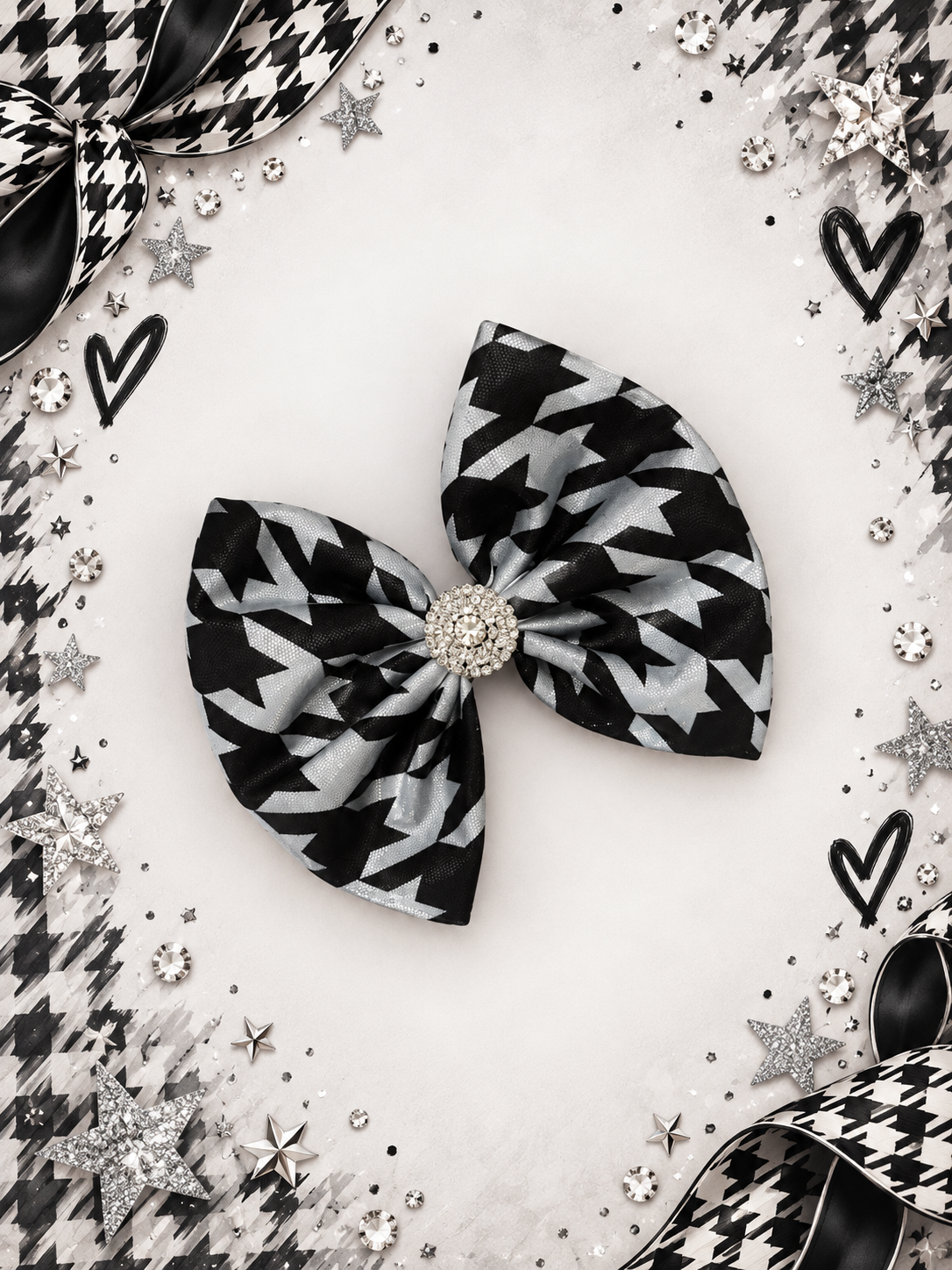 4 inch Houndstooth sparkle bow