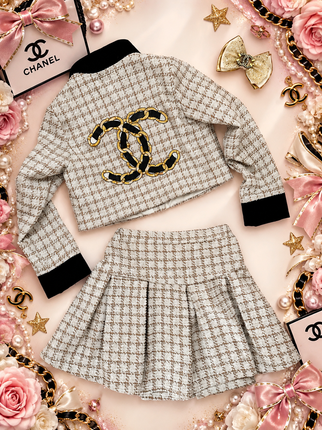 4y Off white suit with hair clip